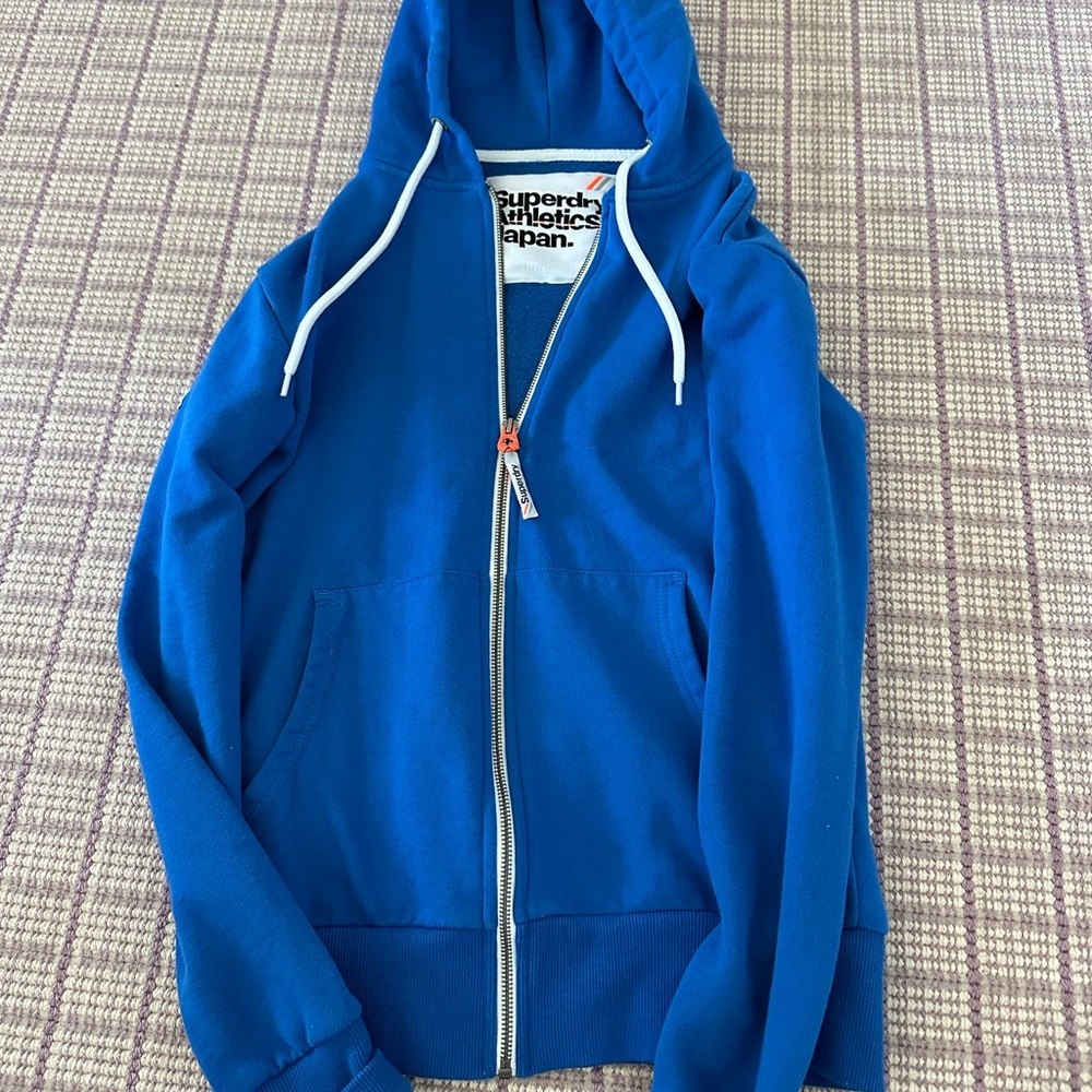 Superdry blue zip up hoodie size mens xs perfect condition